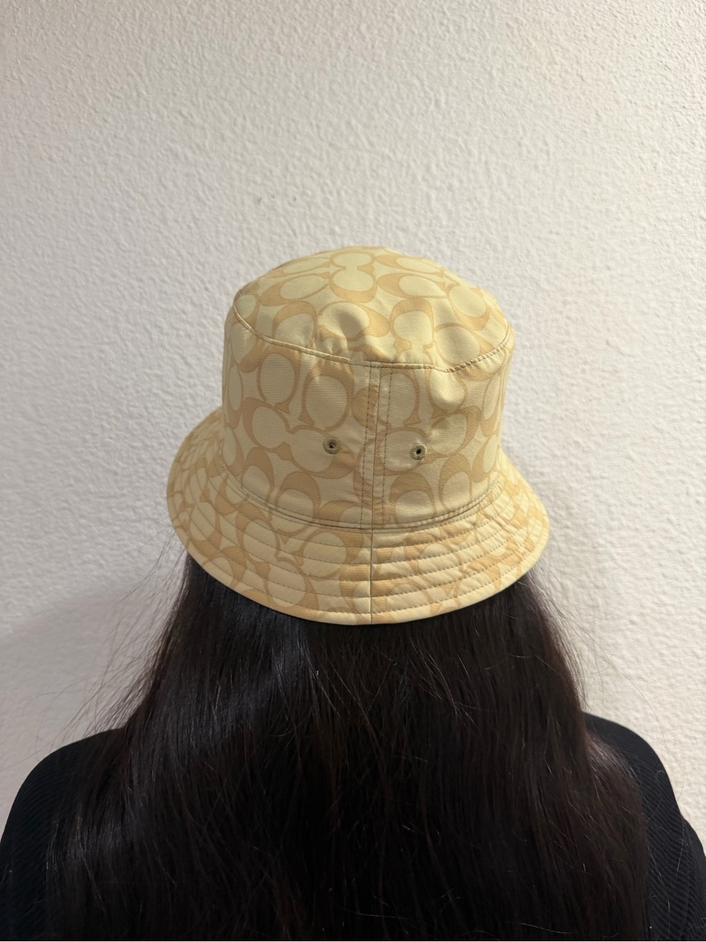 Coach Beige Signature Logo Bucket Hat